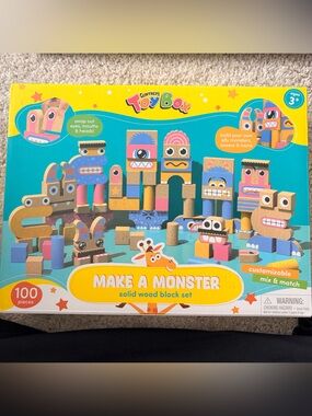 NWT Make A Monster Solid Wood Block Set - Colorful